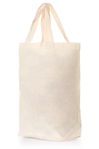 Tecido saco de lona natural isolado no branco — Fotografia de Stock