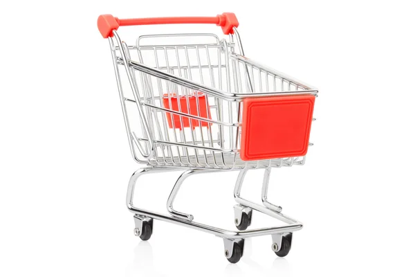 Červený nákupní košík na bílém pozadí — Stock fotografie