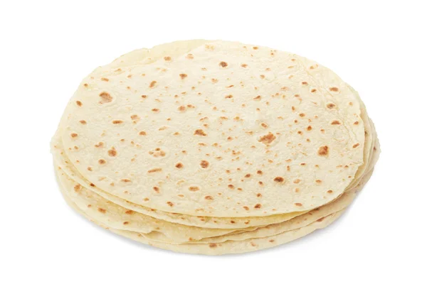 Piadina, italian tortilla heap on white — Stockfoto