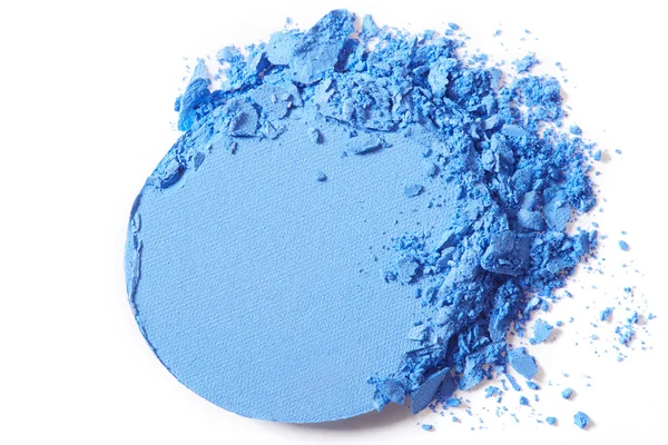 Blue eye shadow crushed cosmetic isolated on white — Stock Photo, Image