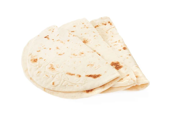 Piadina, groupe tortilla sur blanc, chemin de coupe — Photo