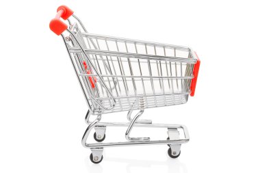 Beyaz üzerine kırmızı süpermarket sepete