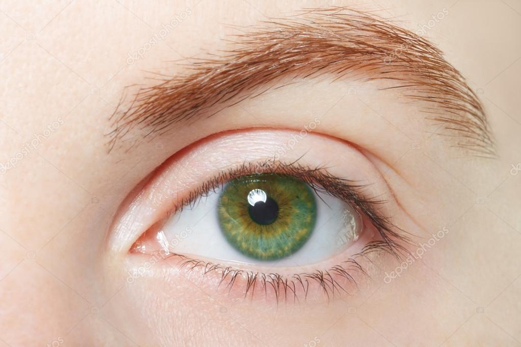 Human, green healthy eye macro — Stock Photo © AndreaA. 73968719