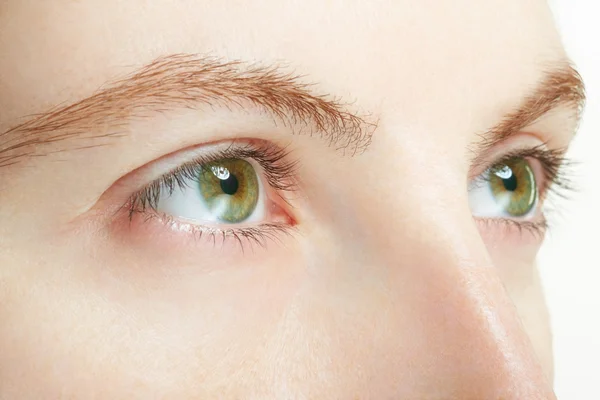 Woman green healthy eyes macro — Stock Photo, Image