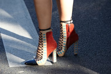 Paula Cademartori shoes seen before Rochas show, Paris fashion week