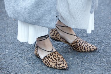 Shoes leopard spotted before Chloe show, Paris fashion week
