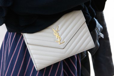 Yves Saint Laurent bag seen before Rochas show, Paris fashion week