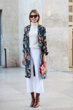 Helena Bordon poses for photographers before Rochas show, Paris fashion week