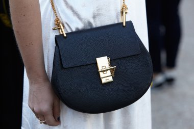 Black Chloe bag before Chloe show, Paris fashion week