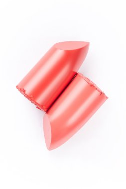 Kırmızı ve mercan ruj izole üzerinde beyaz, kırpma yolunu kesmek