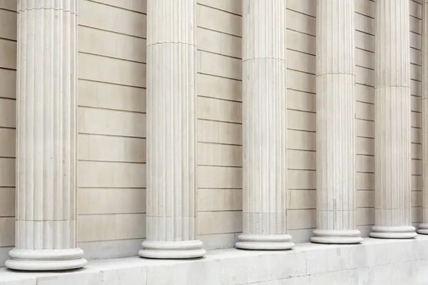 White classical columns and wall background, perspective view — Stock Photo, Image