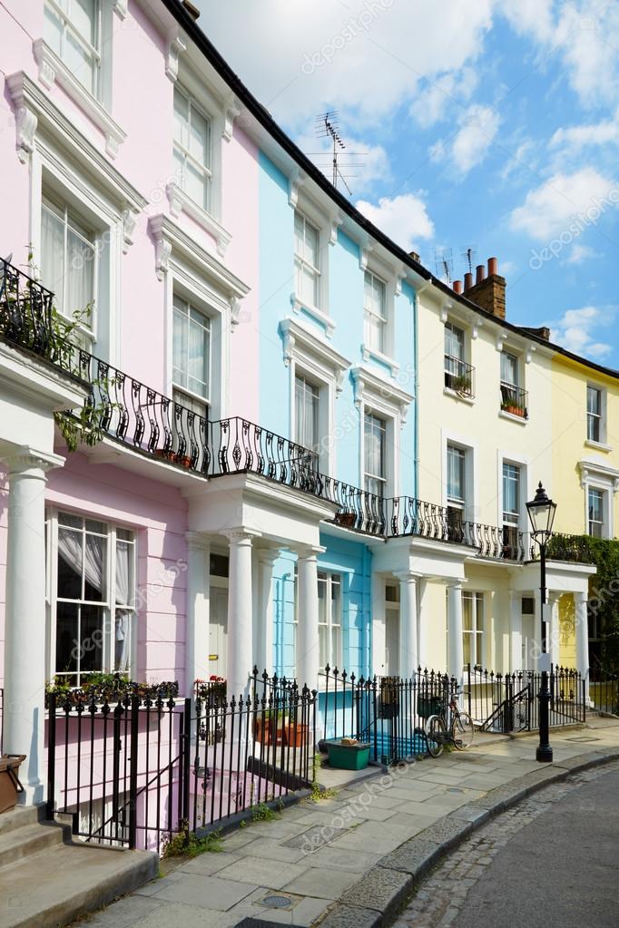 Colorful London houses in Primrose hill, english architecture