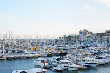 Cannes old harbor boats and yachts, french riviera clipart