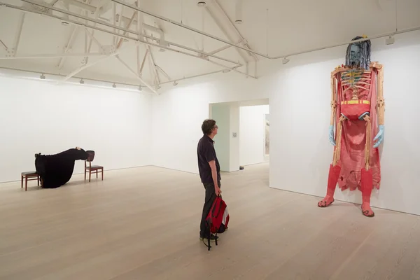 Відвідувач на художній виставці в галерея Саатчі в Лондоні — стокове фото