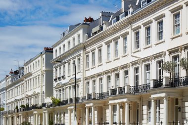 White houses facades in London, English architecture