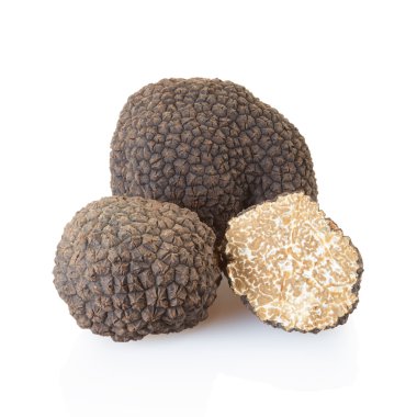 Black truffles and half on white