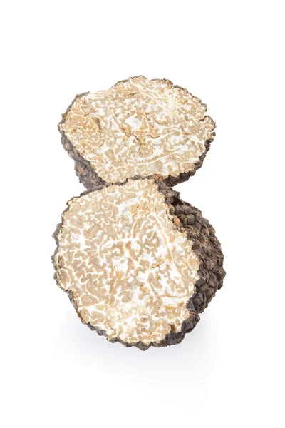 Black truffle section on white — Zdjęcie stockowe