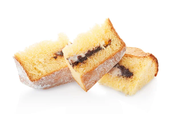 Pandoro, porções de bolo de Natal com açúcar gelado e chocolate — Fotografia de Stock