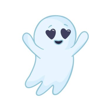 Cadılar Bayramı hayaletleri Vektör karikatür çizimleri. Beyaz arkaplandaki izole nesneler. Elle çizilmiş biçim.