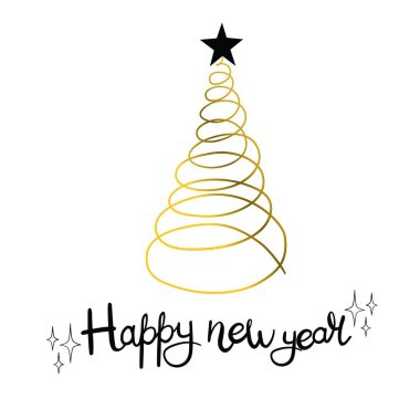 Mutlu noel ağaçları altın siluetler. Vektör izole edilmiş altın simgesi.