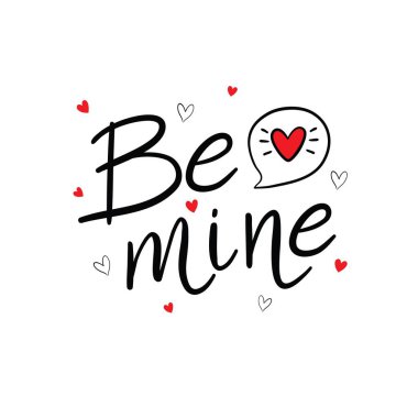 Kalpli sevgililer günün kutlu olsun. Elle çizilmiş romantik ifade. Romantik el çizimi cümlesi. Vektör illüstrasyonu