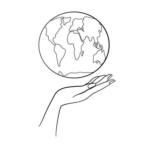 Векторный Набросок Концепции Дня Земли Человеческие Руки Держат Глобус — стоковый вектор