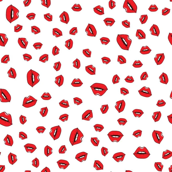 Seamless Pattern Lipstick Kiss Prints White Background Vector Background — Stock Vector