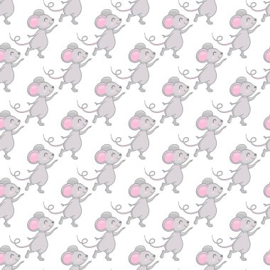 şirin çizgi film faresi kusursuz vektör desenli arkaplan çizimi