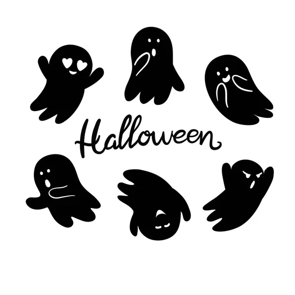 Gruselige Geister Design Halloween Zeichen Symbole Gesetzt — Stockvektor