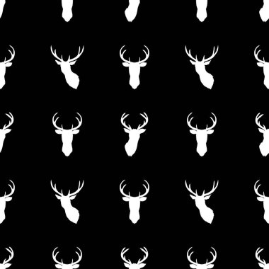 Kusursuz geyik deseni. Vektör Arkaplanı. Geyik Siluetleri.