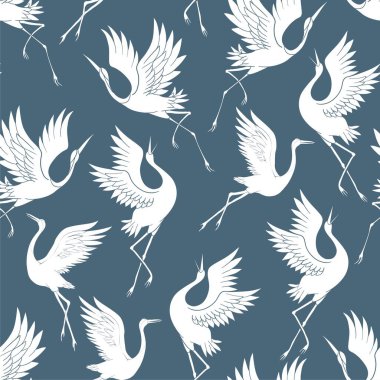 Dizaynınız için Japon vinçleri olan kusursuz desenler