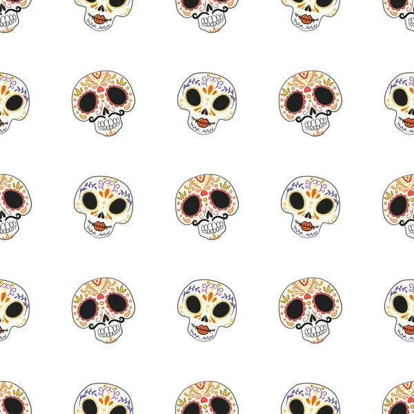 Naadloze Calaveras Achtergrond Dag Van Dood Patroon — Stockvector