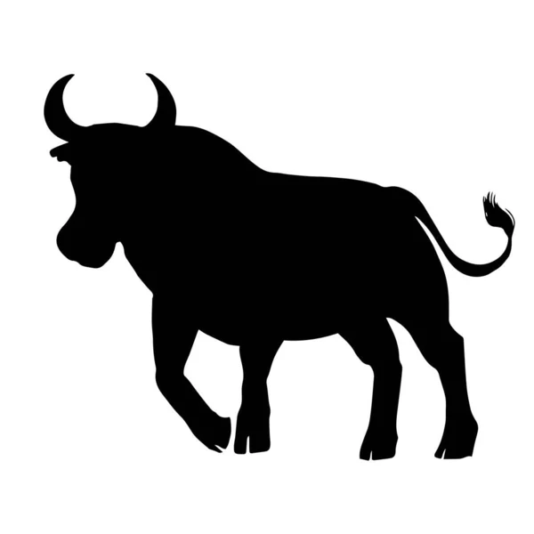 Zwarte Stier Staande Vector Silhouet Nette Illustratie — Stockvector