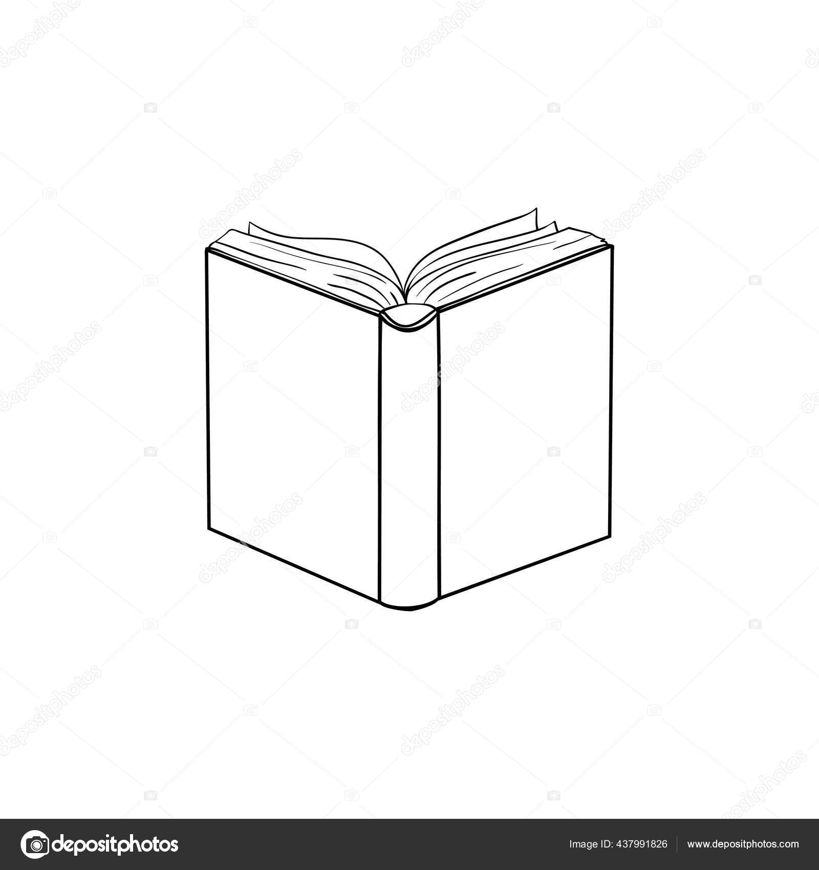 Sketch - blank open book and stack books Vector Image