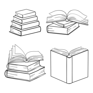 Doodle kitap koleksiyonu - vektör illüstrasyonu