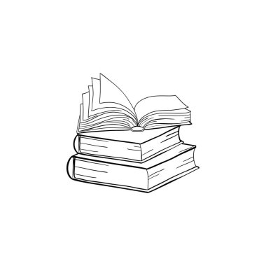 vektör çizimi çizimi - boş kitap ve kitap yığını