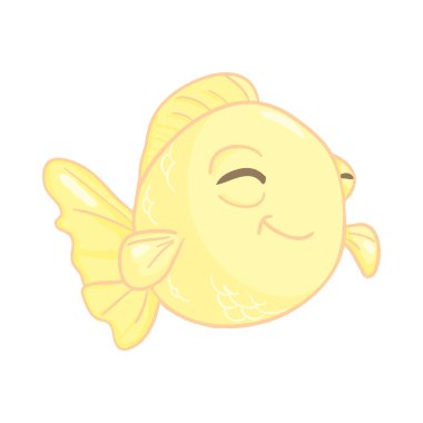 Vektör akvaryum balık silüeti çizimi. Tasarımınız için renkli çizgi film düz akvaryum balık simgesi.