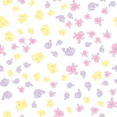 Beyaz zemin üzerinde balık olan kusursuz vektör deseni