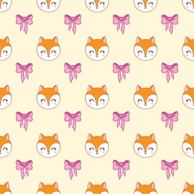 Şirin tilki çizgi filmleriyle vektörsüz desen.