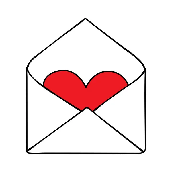 カラフルな漫画の手紙 愛のメッセージで封筒 聖バレンタインデーをテーマにしたアイコンのベクトルイラスト — ストックベクタ