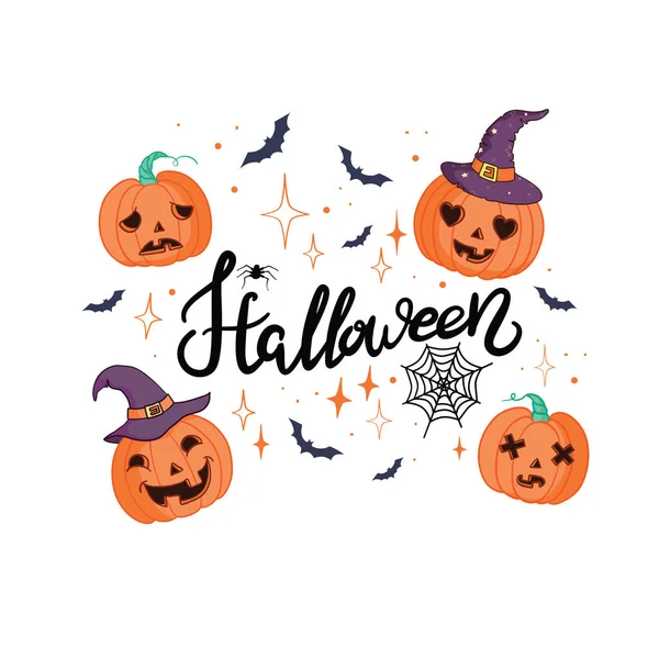 Buon Halloween Lettering Calligrafia Pennello Vettoriale Stampa Tipografica Halloween Manoscritta — Vettoriale Stock