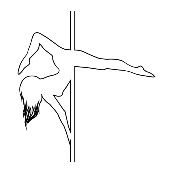 Bailarina Poste Con Pelo Largo Colgando Boca Abajo Poste Sobre — Archivo Imágenes Vectoriales