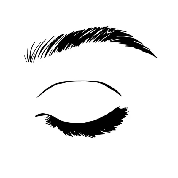 Isolated Black White Female Eyes Make Icon Hand Drawn Illustration — Stock Vector