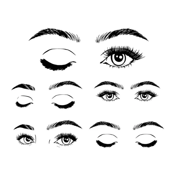 Женские Глаза Брови Коллекции Изображений Мода Девушки Дизайн Глаз — стоковый вектор