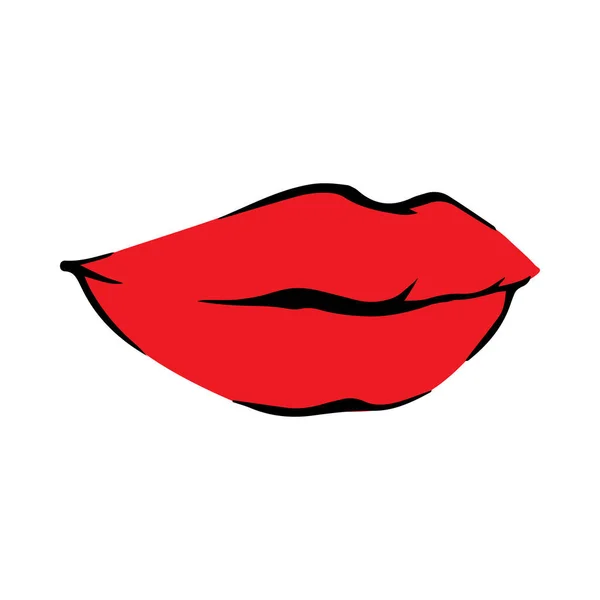 唇がキスする ベクトルパッチ白い背景に隔離されたステッカー クールなセクシーな赤いキス 印刷ベクトルのためのセルフィー漫画のサイン イラスト — ストックベクタ