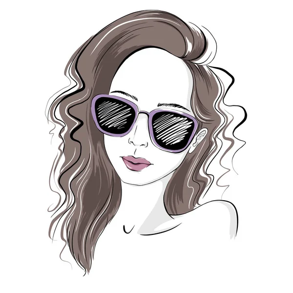 Moderiktig Flicka Med Glasögon Vektor För Modern Och Kreativ Stil — Stock vektor