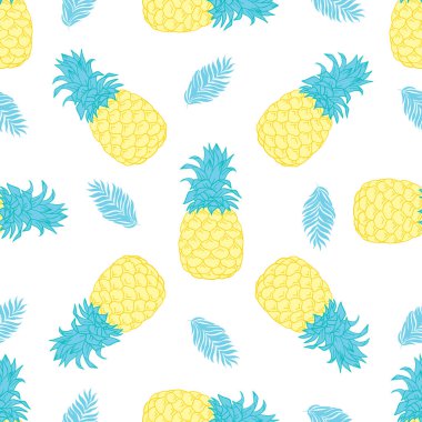 Tekstil kumaşı ya da duvar kağıdı için kusursuz ananas deseni. Vektör, resimleme.