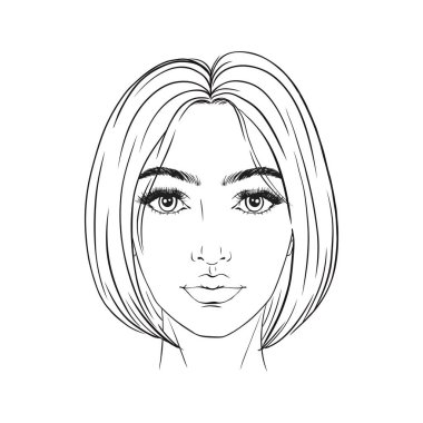Güzel bir kadın portresi. Makyaj Sanatçısı Boş Şablon. Vektör illüstrasyonu.