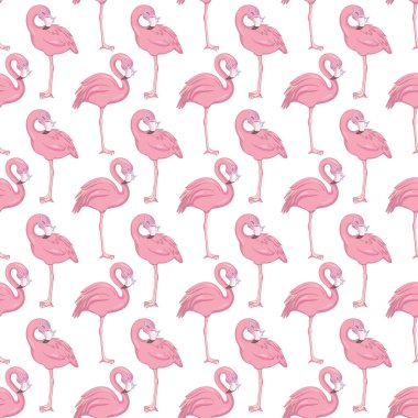 Flamingo kusursuz desen. Kumaş ve dekor için vektör arkaplan tasarımı