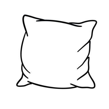 Yastık İnce Çizgisi simgesi, uyku sembolü, beyaz arkaplanda izole edilmiş, vektör çizimi
